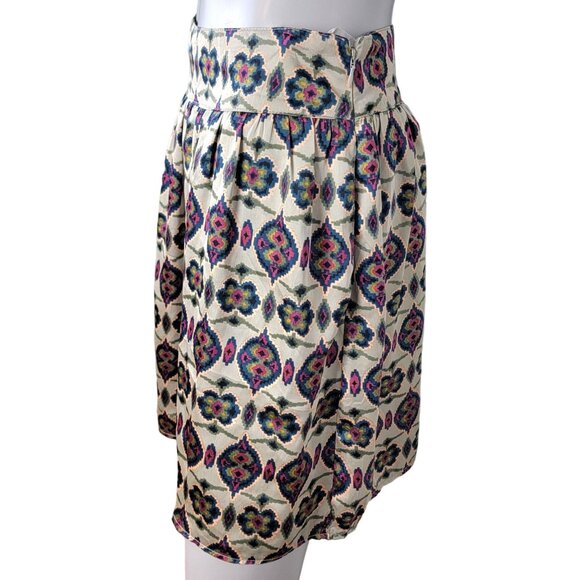 Vintage 90s Satin Mini Skirt Women Medium 8 Geometric A-line Formal Pockets Fall - Picture 3 of 14